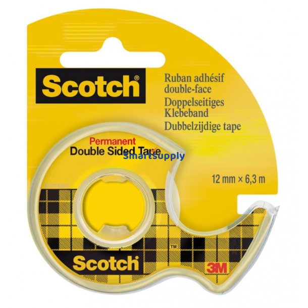 Dobbeltkl�bende tape med dispenser SCOTCH 12mm x 6,3m