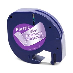 Dymo 12267 LetraTag tape sort p� klar 12mm x 4m kompatibel