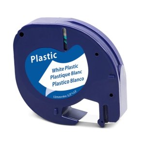 Dymo 91201 LetraTag tape sort p� hvid 12mm x 4m kompatibel