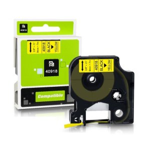 Dymo 40918 tape D1 sort p gul 9mm x 7m kompatibel 