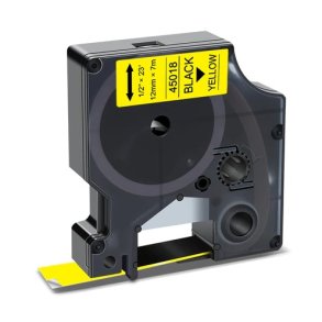 Dymo 45018 tape D1 sort p gul 12mm x 7m kompatibel 