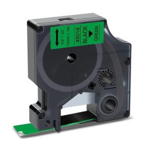 Dymo 45019 tape D1 sort p grn 12mm x 7m kompatibel