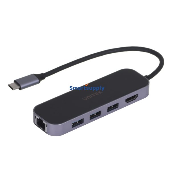 Unitek Hub Usb-C 3.1,Rj-45,3Xusb-A,Hdmi ,4K,Pd100w
