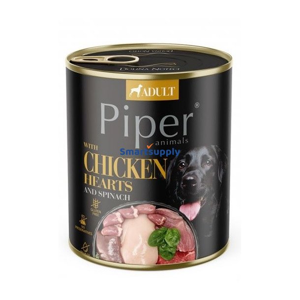 Dolina Noteci Piper Kyllingehjerter Med Spinat - Vdfoder Til Hunde - 800 G