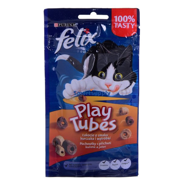 FELIX Play Tubes Chicken, Liver  - trfoder til katte - 50 g