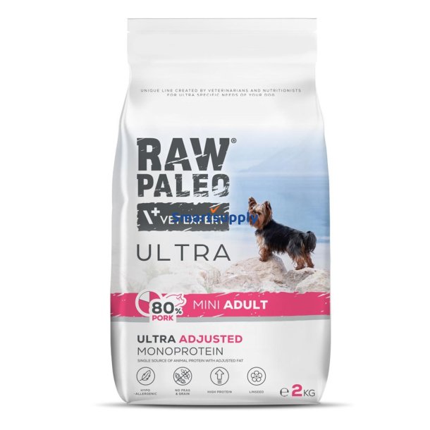 RAW PALEO Ultra Pork Mini Adult - t�rfoder til hunde - 2kg