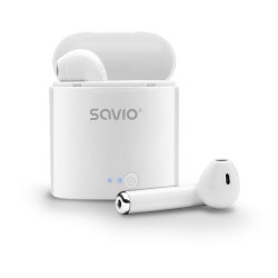 Savio Tws-01 Trdlse Bluetooth Hretelefoner, Hvide