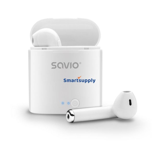Savio Tws-01 Trdlse Bluetooth Hretelefoner, Hvide