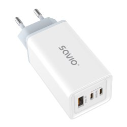 Savio La-07 Gan 65W Netoplader, Usb, Qc4.0+, Pd 3.0, Hvid