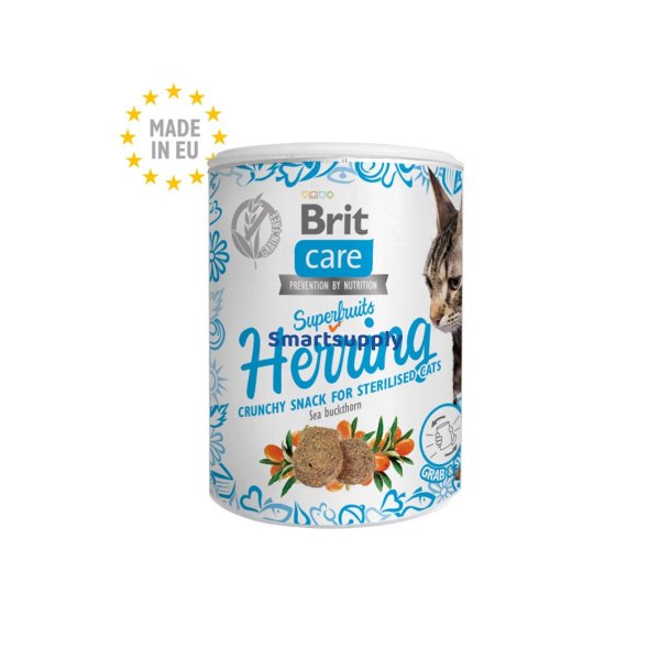 Brit Care Cat Snack Superfruits Sild - Kat Godbid - 100 G