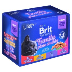 BRIT Cat Pouches Family Plate - vdfoder til katte - 12 x 100g