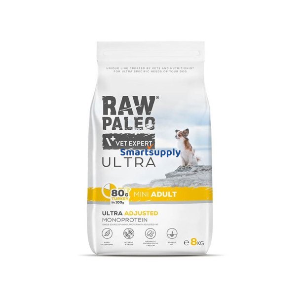 RAW PALEO Ultra Mini Adult Kalkun - trt hundefoder - 8 kg