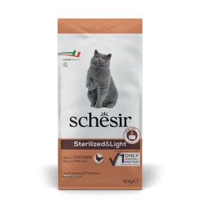 SCHESIR Adult Sterilized & Light Rich in chicken - trfoder til kattekillinger - 10kg