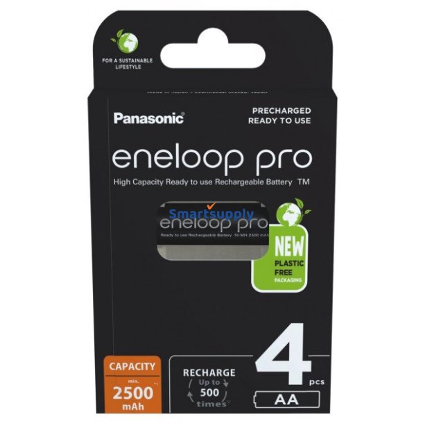 Genopladelige Batterier Panasonic Eneloop Pro Aa 2500 mAh 4 Stk (Bk-3Hcde/4Cp)
