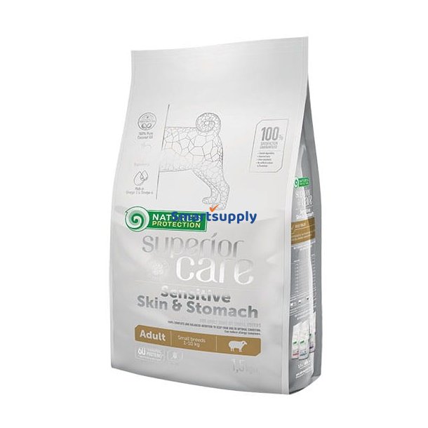 NATURENS BESKYTTELSE Overlegen pleje Hud og mave Voksent lille lam - trt hundefoder - 1,5 kg