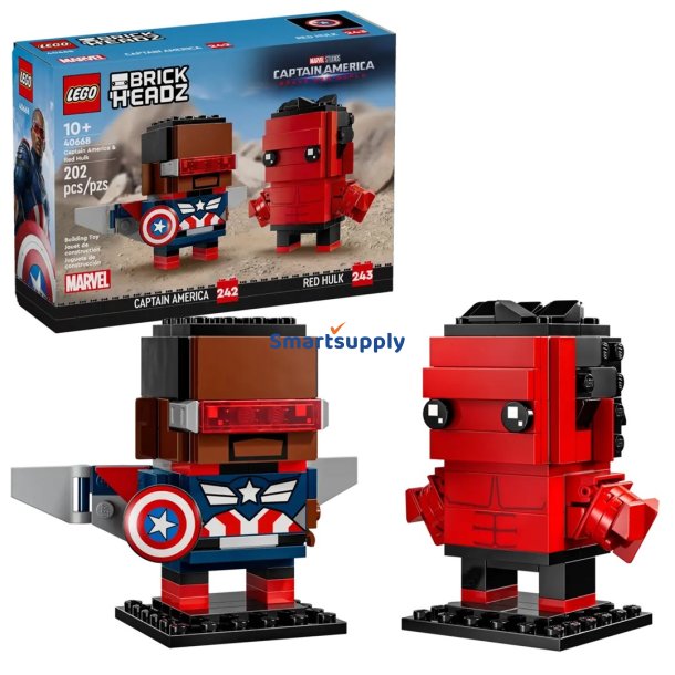 Lego Brickheadz 40668 Captain America Og Red Hulk Figurer