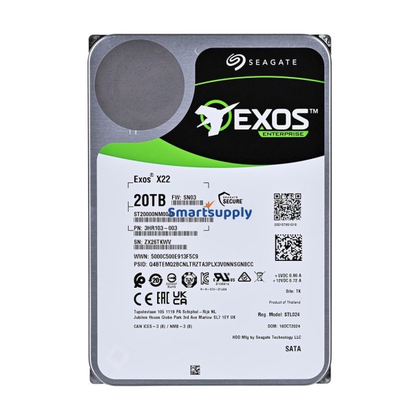 Seagate Exos X22 ST20000NM004E harddisk 20 TB 7200 rpm 512 MB 3.5" Serial ATA III