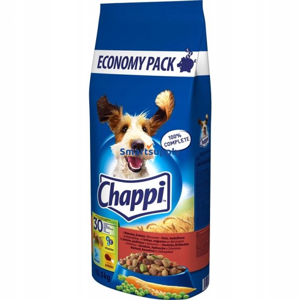 Chappi Med Oksekd, Fjerkr Og Grntsager - Trfoder Til Hunde - 13,5 Kg