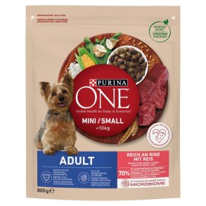PURINA One Mini Adult Beef, Rice - trfoder til hunde - 800 g