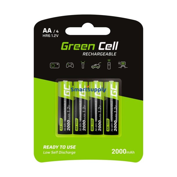 Green Cell Gr02 Husholdningsbatteri Genopladeligt Batteri Aa Nikkel-Metalhydrid (Nimh)