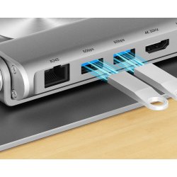 Justerbart Stativ Til Brbar Computer + Usb-C Hdmi -Hub Unitek D1109b01 Pd 100W