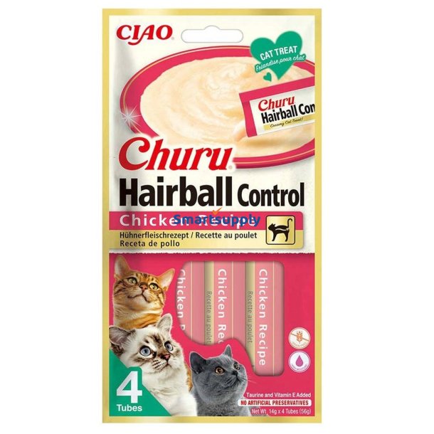 Inaba Churu Hairball Control Chicken Opskrift - Kattegodbidder - 4X14g