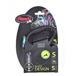 Flexi Black Design S 5 m Fleksibel hundesnor