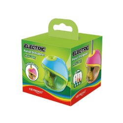 Elektrisk blyantspidser i �ske - mix farver - 1 stk