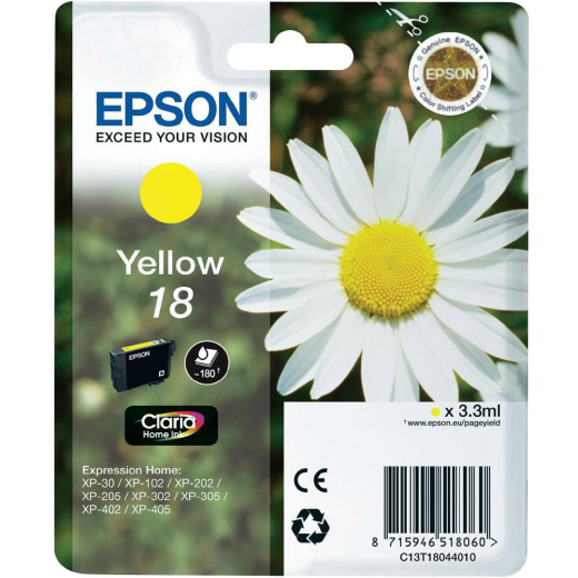 Epson 18 Gul bl�kpatron 3,3ml original