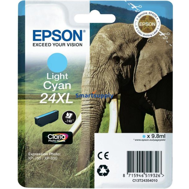 Epson 24 XL Lys Cyan bl�kpatron 9,8ml original
