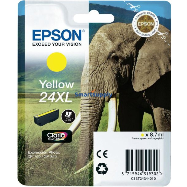 Epson 24 XL Gul bl�kpatron 8,7ml original