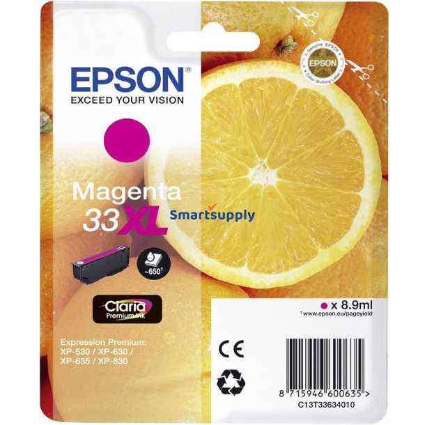 Epson 33 XL Magenta blkpatron 8,9ml original