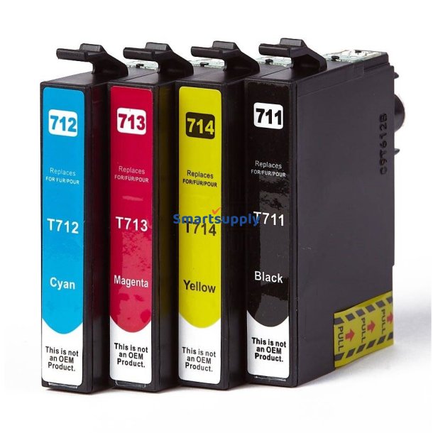 Epson T0715 BCMY 4 stk blkpatroner kompatibel multipakke