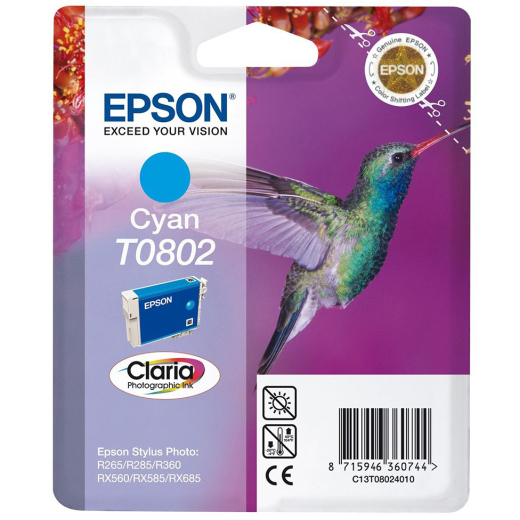 Epson T0802 Cyan bl�kpatron 7,4ml original