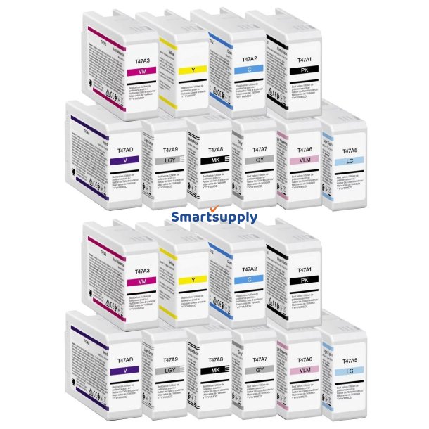 Epson T47A bl�kpatroner 20 stk 1000ml kompatibel multipakke