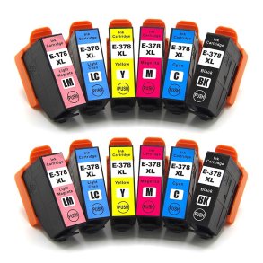 Epson 378XL B/C/M/Y/LC/LM 12 blkpatroner kompatibel multipakke