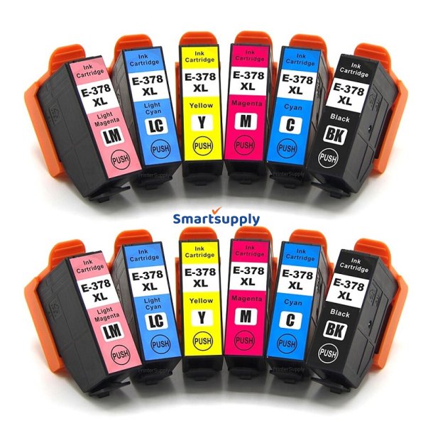 Epson 378XL B/C/M/Y/LC/LM 12 bl�kpatroner kompatibel multipakke
