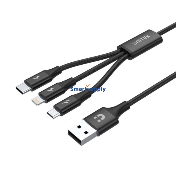 Unitek C14049bk USB Kabel 1,2 M USB 2.0 Usb-C Micro-Usb B/Lightning Black