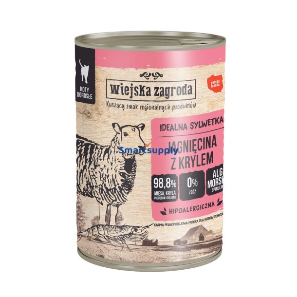 WIEJSKA ZAGRODA Lamb with krill - vd kattefoder - 400g