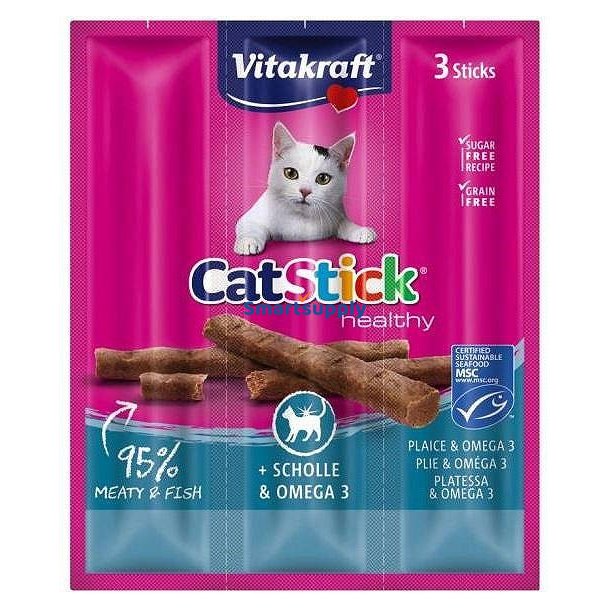 Vitakraft Catstick Mini Med Skrubber Og Omega-3 - Kattegodbidder - 3 Stk