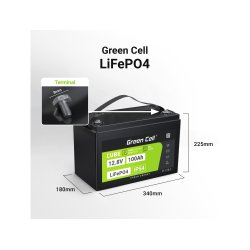 Green Cell LFPGC12V100AH UPS batteri Lithium jern fosfat (LiFePO4) 12,8 V 100 At