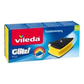 Vileda 138203 svamp Rektangulr Fiber Sort, Bl, Gul 3 stk