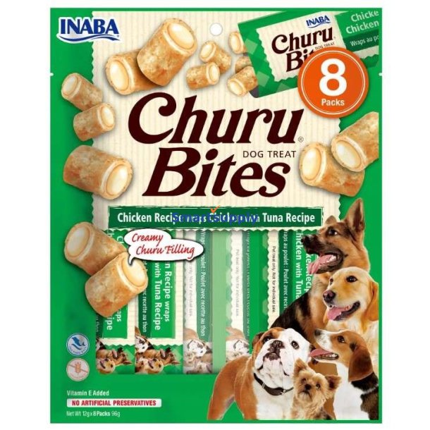 Inaba Churu Bites Kylling Med Tun Opskrift - Hundegodbid - 8X12g