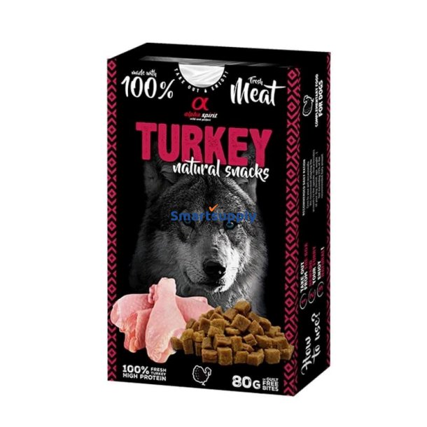 Alpha Spirit Kalkun Naturlige Snacks - Godbid Til Hunde - 80G