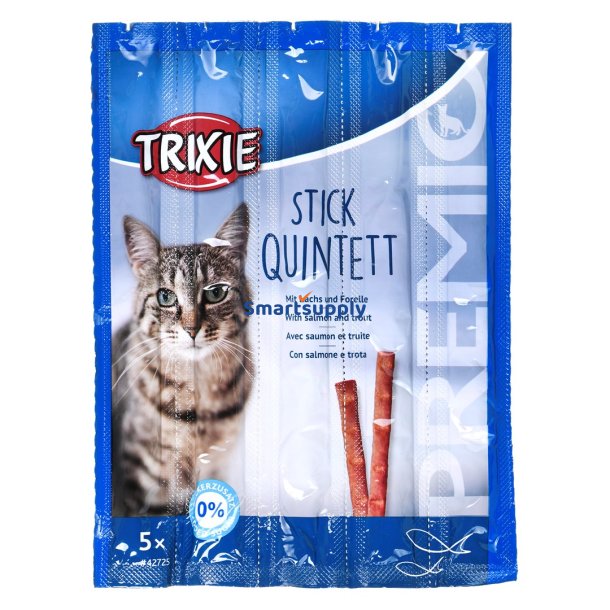 Snacks Premio Sticks-Svrtet Laks Med rred-Trt Kattefoder-5X5g