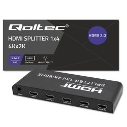 Qoltec 51799 Aktiv HDMI Splitter 4 x HDMI 4K x 2K | 6 Gb/s | 60 Hz