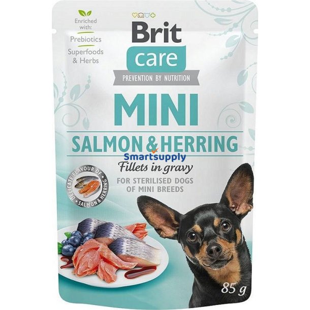Brit Care Mini Laks &amp; Herring Sterilized - Vdfoder Til Hunde - 85 G