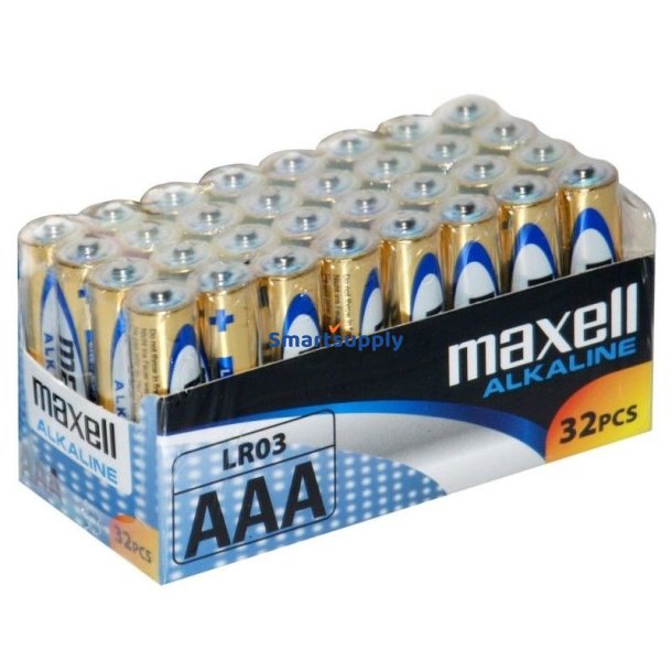 Maxell Alkaline Lr03 Aaa Alkalisk Batteri Foil Karton 32 Styk (8 Pakker Af 4 Hver)