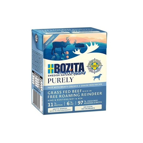 Bozita Purely Pat&eacute; Duoprotein Oksekd Og Rensdyr - Vdfoder Til Hunde - 370G