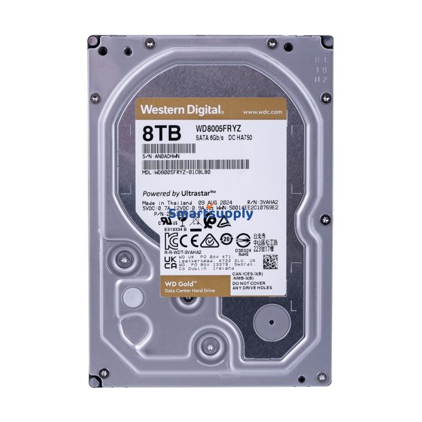 Western Digital Gold Wd8005fryz Intern Harddisk 3,5" 8 TB Serial ATA III